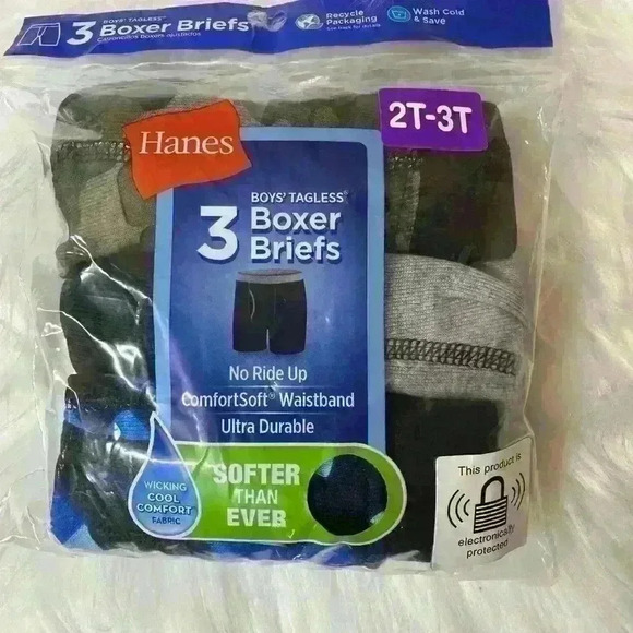 New‎ Hanes toddler 2T-3T tagless boxer briefs pack of 3 - Picture 1 of 5